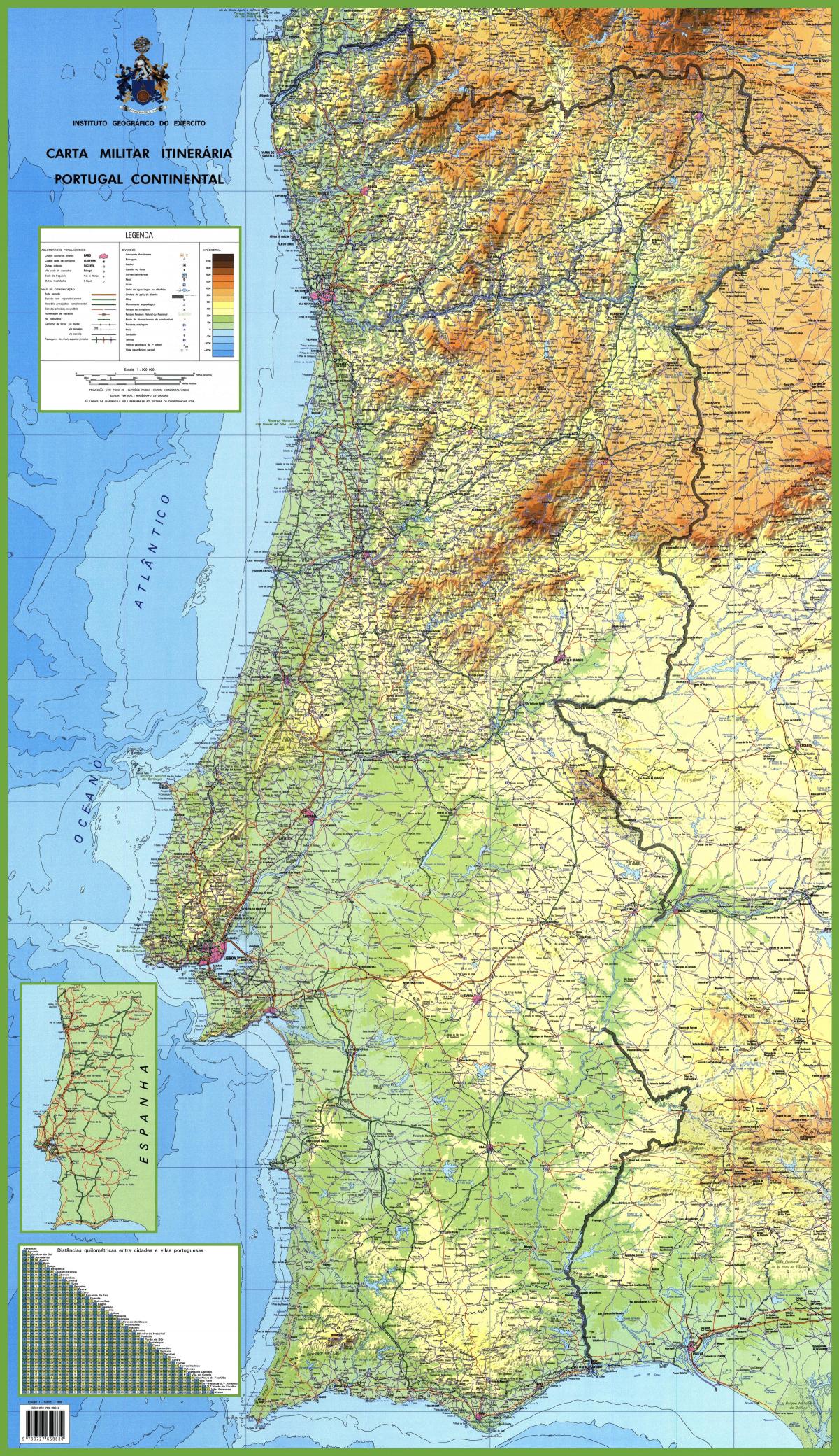 Portugal karta - Detaljerad karta i Portugal (som för Södra Europa